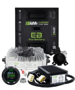 Eco Battery 48V 105Ah Gen 3 Thru Hole Lithium Bundle Kit with Charger & Optional 12V Converter